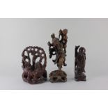 Three Chinese carved hardwood figures of sages, tallest 30cm