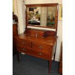 An Edwardian inlaid mahogany dressing table with adjustable rectangular mirror and jewellery drawer,