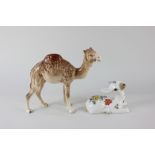 A Beswick porcelain model of a camel (no. 1044) 17cm high, together with a Szeiler model of a fawn