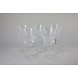 A set of five Waterford crystal wine glasses