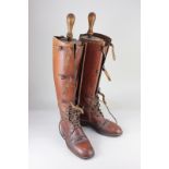 A pair of W.H. Gore & Co, 64 Haymarket S.W. leather riding boots (a/f), with Tom Hill (