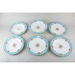 A 19th century continental porcelain dessert service, hand painted floral sprays within blue