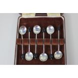 A set of six George V silver bean handled coffee spoons, makers James Deakin & Sons, Sheffield 1923,