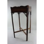 A square piecrust galleried occasional table on slender legs, 33cm