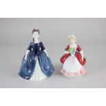 Two Royal Doulton porcelain figures, Debbie (HN2385) and Valerie (HN2107) tallest 15cm