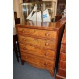 A Victorian mahogany small chest of four graduated drawers with knob handles, on bracket base (a/f),