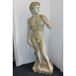 A resin garden statue of the figure David, after Michelangelo, 130cm high