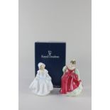 Two Royal Doulton porcelain models of girls, Dinky Do (HN3618) with original box and Fair Maiden (
