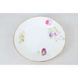 A Swansea porcelain plate, hand painted with floral sprays, 20cm diameter, label to base 'Sir Leslie