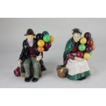 A Royal Doulton porcelain figure of The Balloon Man HN1954, and another of the Old Balloon Seller