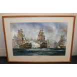 Lee Henson (20th century) Maritime battle engagement, mount inscribed ' Victory Breaking the Line