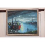 F.M Joseph (20th century) possibly Caribbean scene of boats at sea, oil on canvas, signed, 39cm by