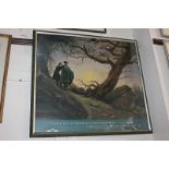 A framed exhibition poster for Casper David Friedrich: Moonwatchers at The Metropolitan Museum of