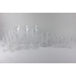 A glass Pall Mall design seven piece water set, comprising a jug and six glasses, together with