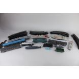 A collection of French OO gauge model railway, including two locomotives, various carriages,