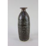 Joan Hepworth (20th century) a studio pottery vase with brown glaze, incised signature on base, 27cm