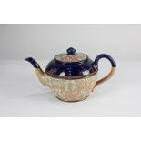 A Royal Doulton Slaters pottery teapot, with gilt floral design