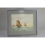 Herbert H Bingley, boats sailing off a distant harbour, watercolour, signed, 16cm by 20.5cm