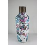 A Chinese porcelain vase, of shouldered cylindrical form, decorated with a continuous scene of