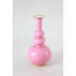 A Victorian, possibly Minton, pink porcelain vase, gourd shape with gilt highlights, Goode, 19 South