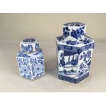 A Chinese blue and white porcelain ginger jar and cover, of hexagonal form, decorated with