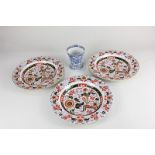 Three Ironstone dishes, in an Imari style pattern, by A. Bros Real Ironstone China, together with an