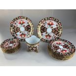 A small collection of 19th century and later Royal Crown Derby porcelain tableware, decorated in the