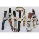 Fourteen various wristwatches