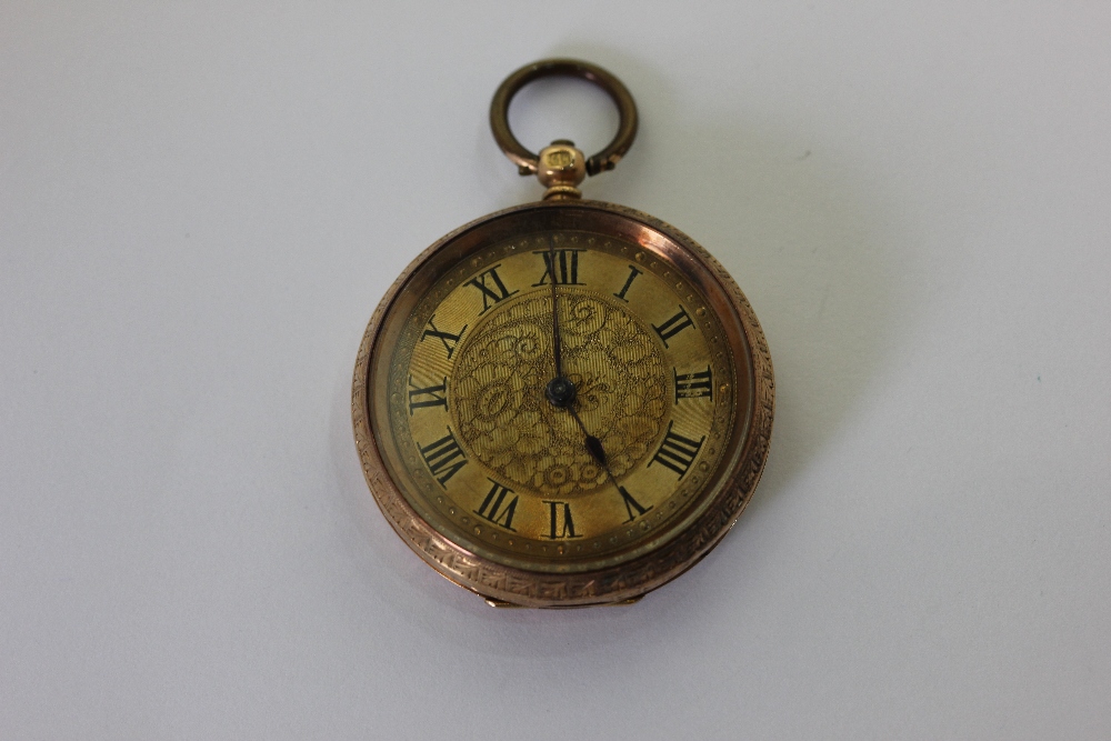 A lady's Swiss 14ct gold open face pocket watch