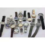 Nine various Seiko watches; two military watches and four Rotary watches (15)