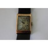 A 9ct gold wristwatch Bravingtons Renown import mark for 1938, (a/f - glass cracked)