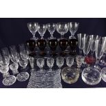 A collection of assorted glassware to include six various rummers, five cranberry glass goblets,