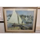 After Pierre Auguste Renoir, boating scene,'The Seine At Argenteuil', colour print, 47.5cm by 63cm