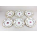 A set of six Copelands porcelain dessert plates, retailed by T Goode & Co. Ltd London, decorated