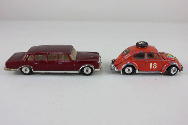 A Corgi Toys die cast Volkswagen Beetle motor car, with East Africa Safari orange colouring and a