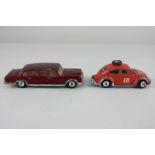 A Corgi Toys die cast Volkswagen Beetle motor car, with East Africa Safari orange colouring and a