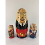 A very large Russian doll, modelled as Communist leaders Gorbachov, Brezhnev, Krushchev, Stalin