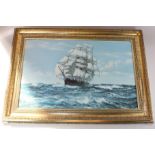 After Montague Dawson, Ship under full sail, coloured print, 41cm by 64cm