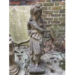 A composition stone garden statue of a classical maiden, 82cm high