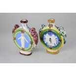A pair of Italian majolica moon flasks, marked Certosini Firenze Liquore Valdema P.P, with della