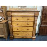 A Victorian satinwood breakfront chest of five drawers with frieze drawer above four graduated