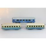 Two JEP O gauge model railway Pullman coaches, and a JEP O gauge Compagnie Internationale des Wagons