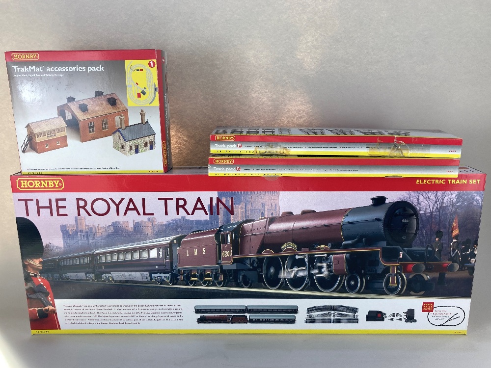 Hornby 00 gauge model railway The Royal Train set R1057, complete with TrakMat, wrapped in