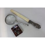 A Victorian silver handled ivory letter opener / page turner, maker William Neale, Chester 1895, a