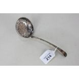 A white metal sifter spoon / ladle, marks worn, (a/f - soldiered) 1.7oz