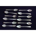 A set of twelve Portuguese silver coffee spoon with fluted terminals (a/f) 7oz