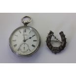 A silver open face pocket watch the dial signed Chambers Colchester, London 1884 (a/f glass
