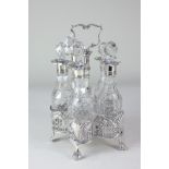 A Victorian silver and cut glass condiment set, maker Charles Thomas Fox & George Fox, London