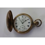 A rolled gold hunter cased pocket watch by Elgin for Thomas Russell of Liverpool