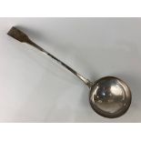 A George III Scottish silver fiddle pattern soup ladle, maker William Hannay, Edinburgh 1812,